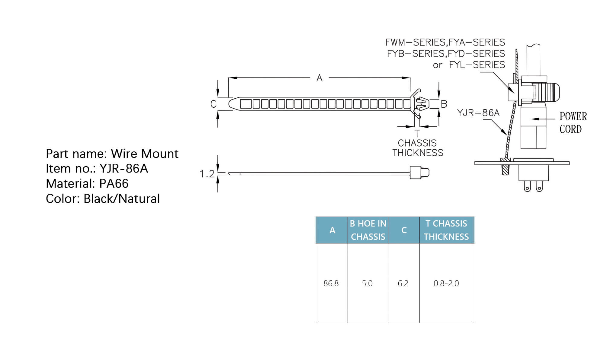 Plastic Wire Mount YJR-86A